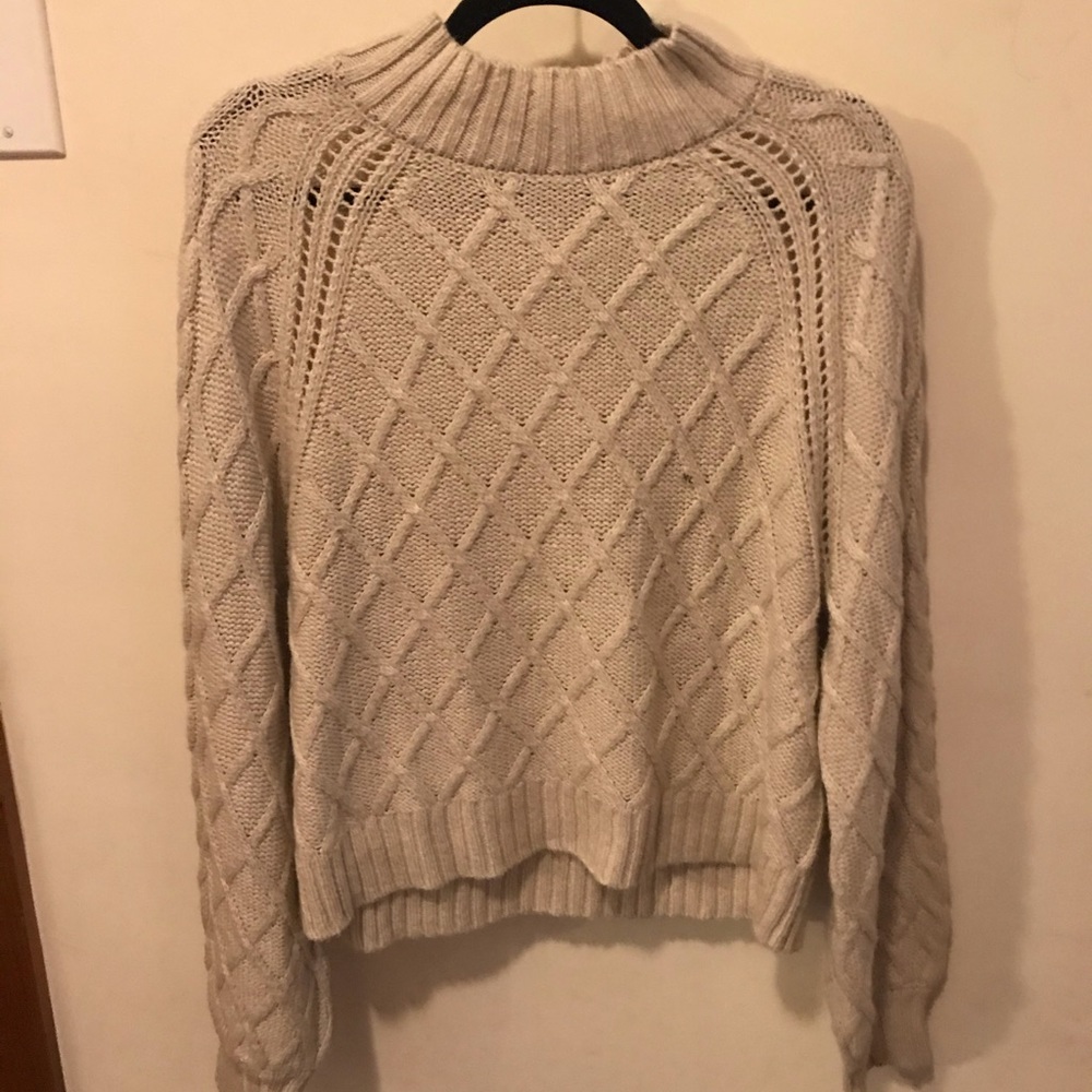 American Eagle white mock neck cropped sweater